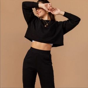 Tan + Lines Black Jogger Set